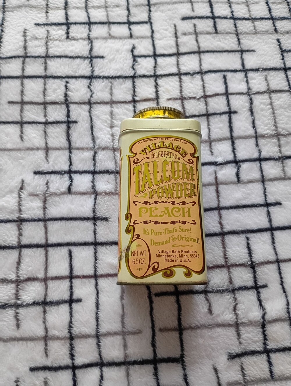 EMPTY TIN of Village Celebrated Talcum Powder Village Bath Products 70s 80s